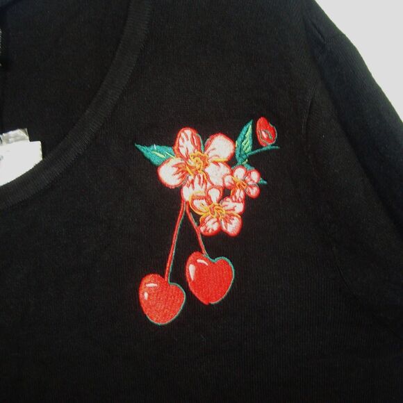 NEW Voodoo Vixen Embroidered Cherry Blossom Retro Cardigan Sweater Tag Size 4XL - Picture 8 of 8